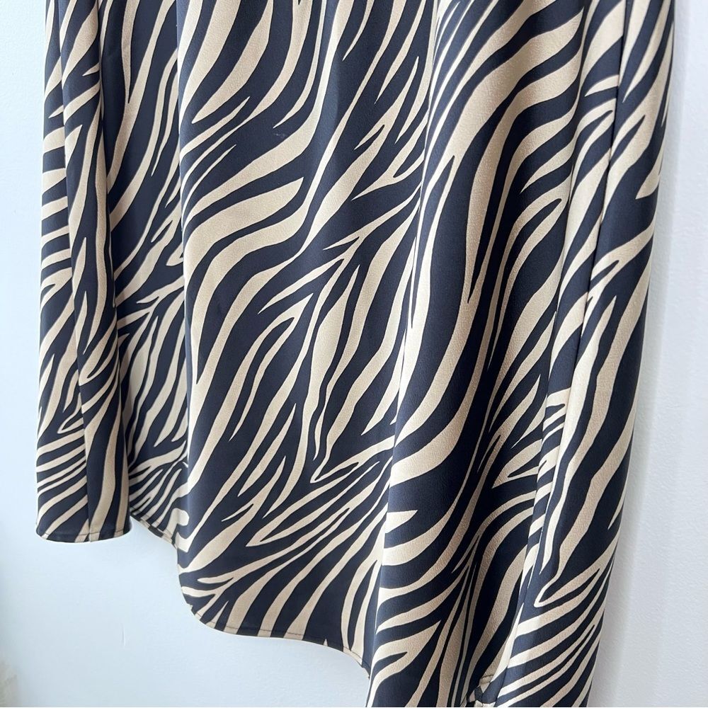 J. Crew Black and Tan Zebra A-Line Skirt silky stretch waist sz S Lagenlook Chic - Picture 3 of 7